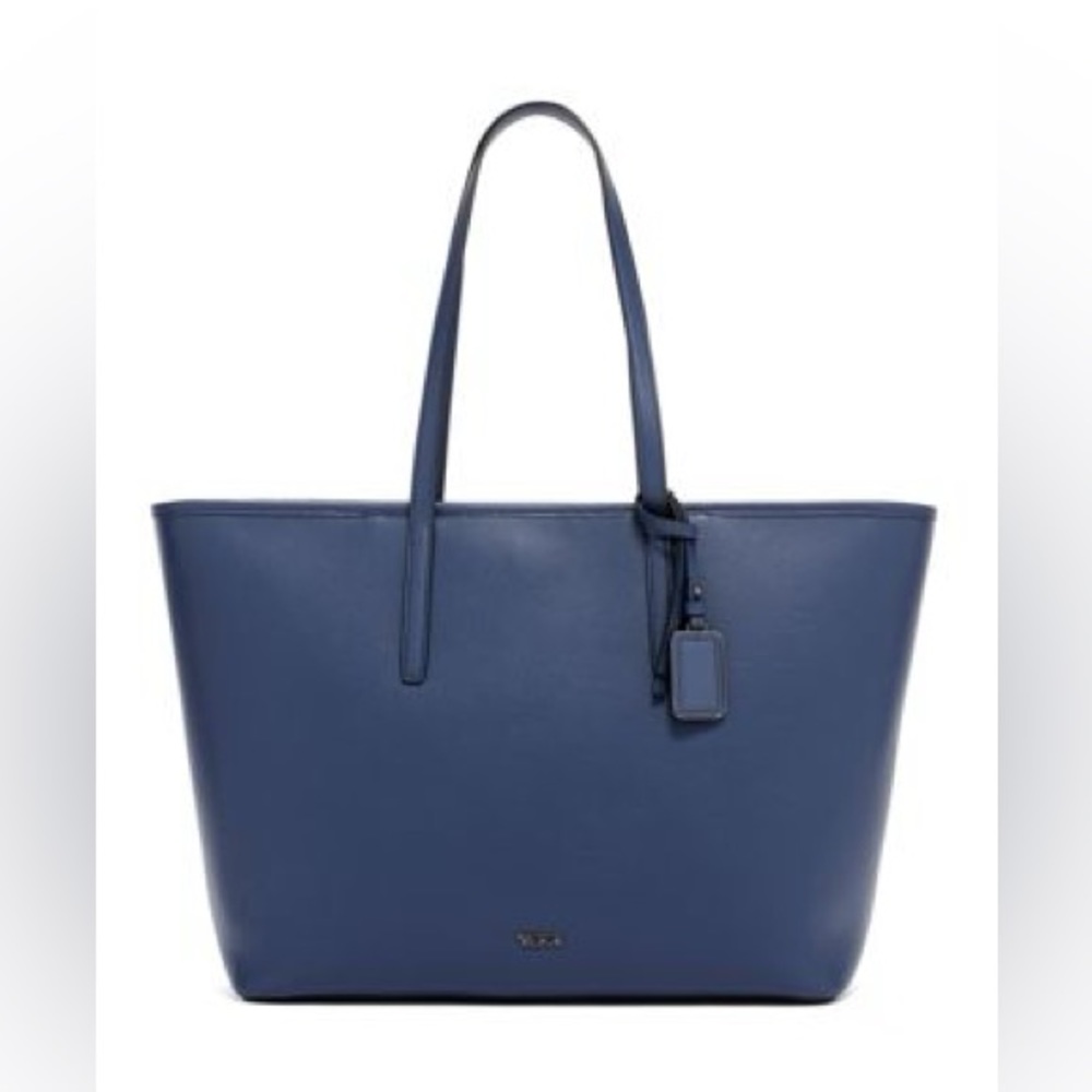 Tumi Navy Blue Leather Tote Bag